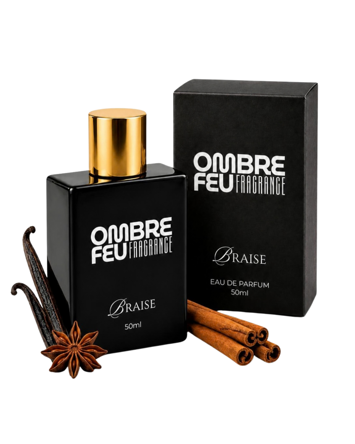 Ombre Feu Braise – Eau de Parfum für Herren, 50 ml | Süß-holzig mit Vanille, Zimt & Tabak