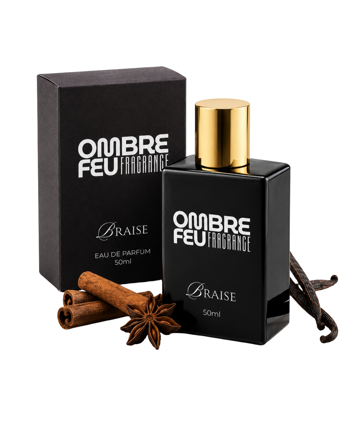 Ombre Feu Braise – Eau de Parfum für Herren, 50 ml | Süß-holzig mit Vanille, Zimt & Tabak