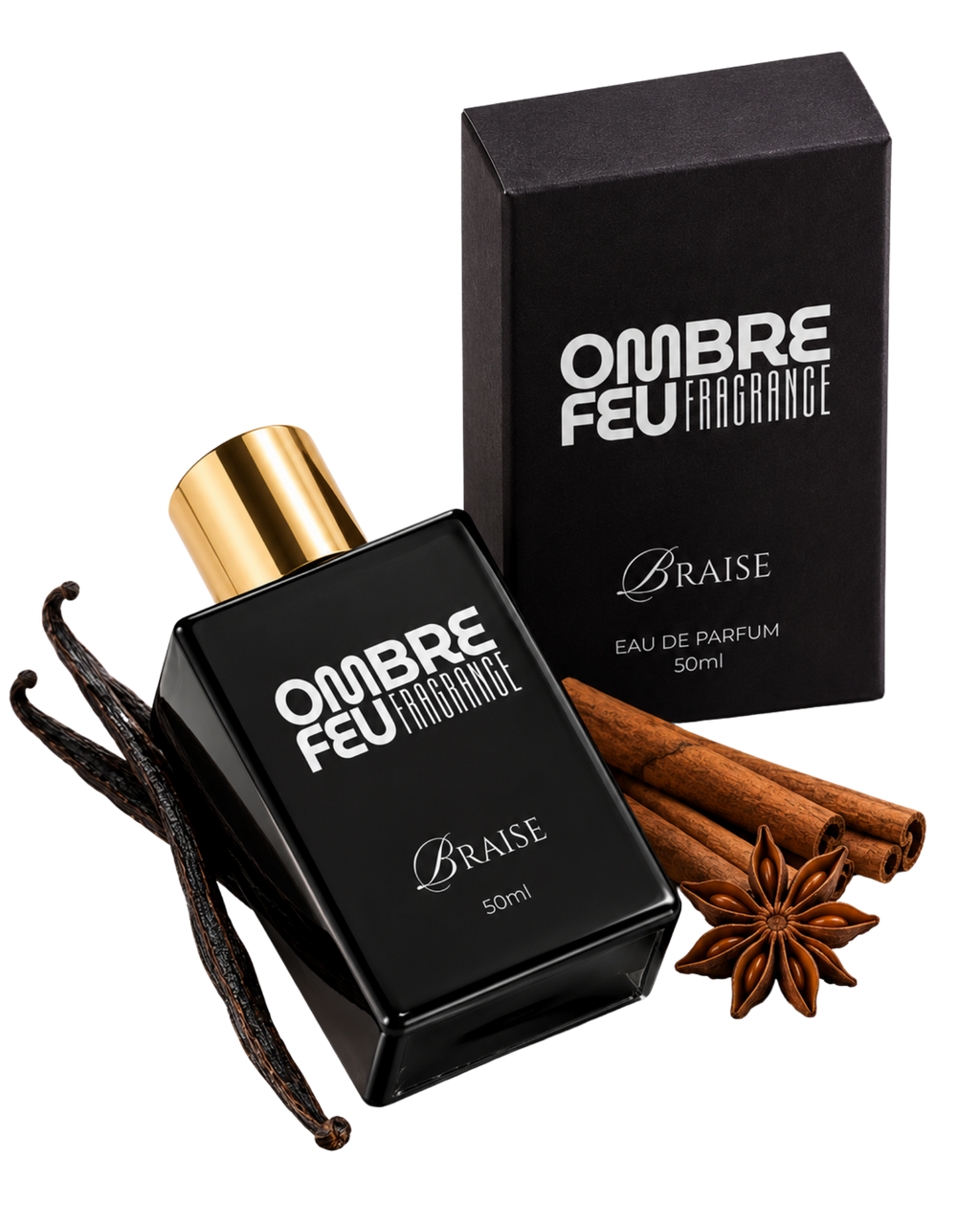 Ombre Feu Braise – Eau de Parfum für Herren, 50 ml | Süß-holzig mit Vanille, Zimt & Tabak